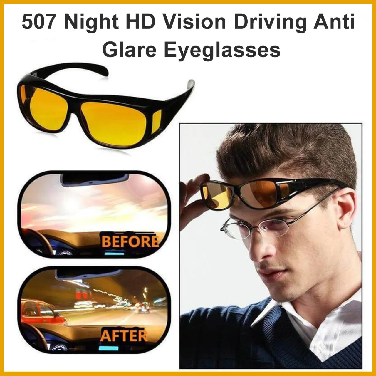 0507 Night HD Vision Driving Anti Glare Eyeglasses