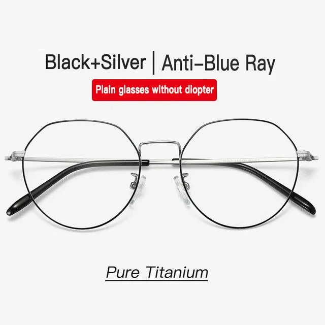 Aidien Brand Unisex Pure Titanium Frame Anti Blue Diopter Myopia