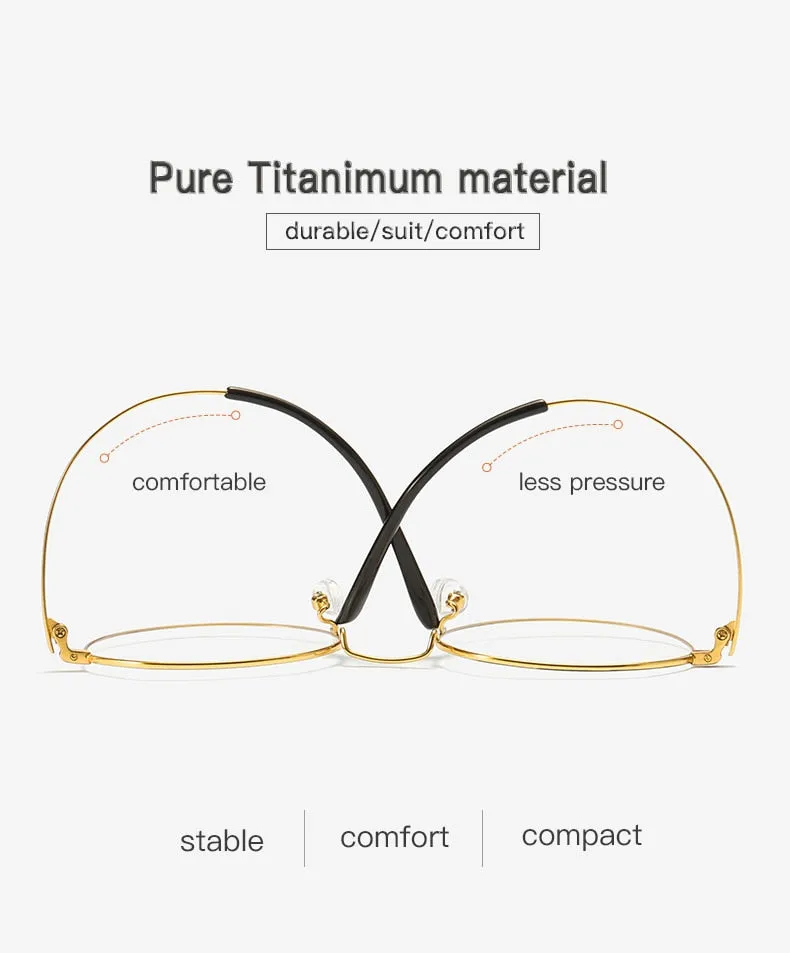 Aidien Brand Unisex Pure Titanium Frame Anti Blue Diopter Myopia