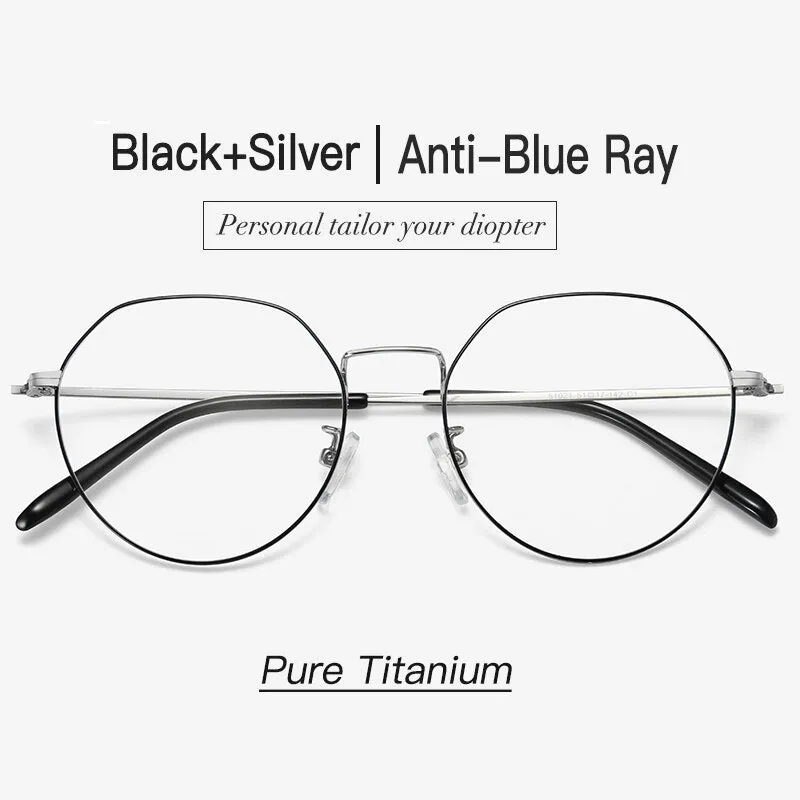 Aidien Brand Unisex Pure Titanium Frame Anti Blue Diopter Myopia