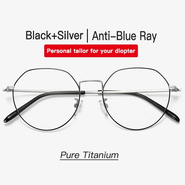 Aidien Brand Unisex Pure Titanium Frame Anti Blue Diopter Myopia