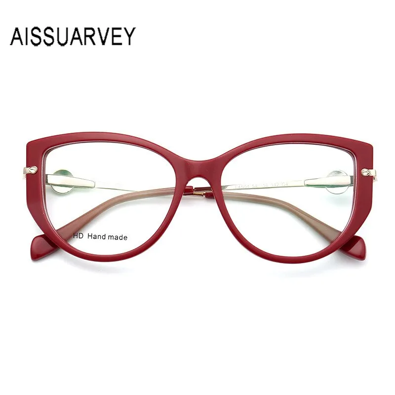 Aissuarvey Acetate Full Rim Cat Eye Frame Metal Temple Womens Eyeglasses L4504