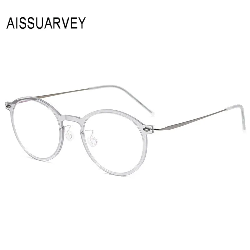 Aissuarvey Full Rim Titanium Frame Round Unisex Eyeglasses