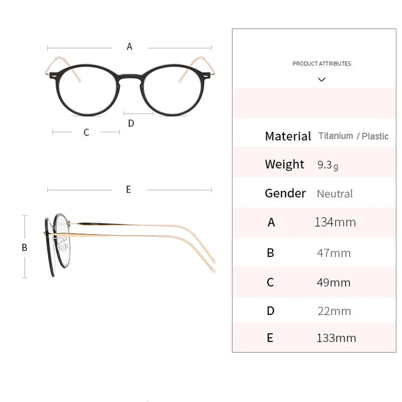 Aissuarvey Full Rim Titanium Frame Round Unisex Eyeglasses