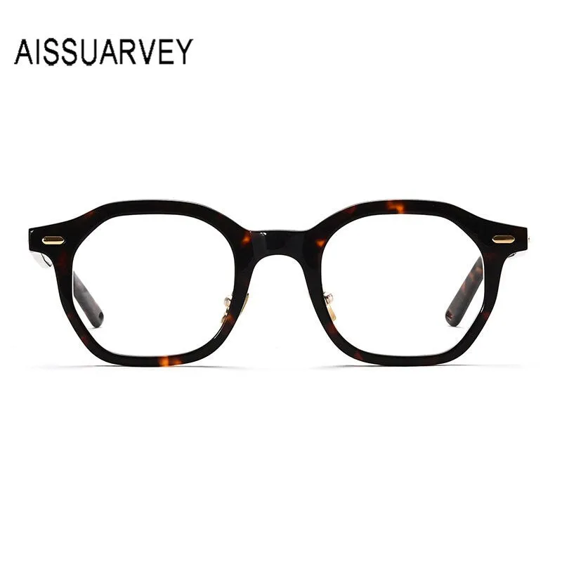 Aissuarvey Hexagon Acetate Titanium Full Rim Frame Unisex Eyeglasses