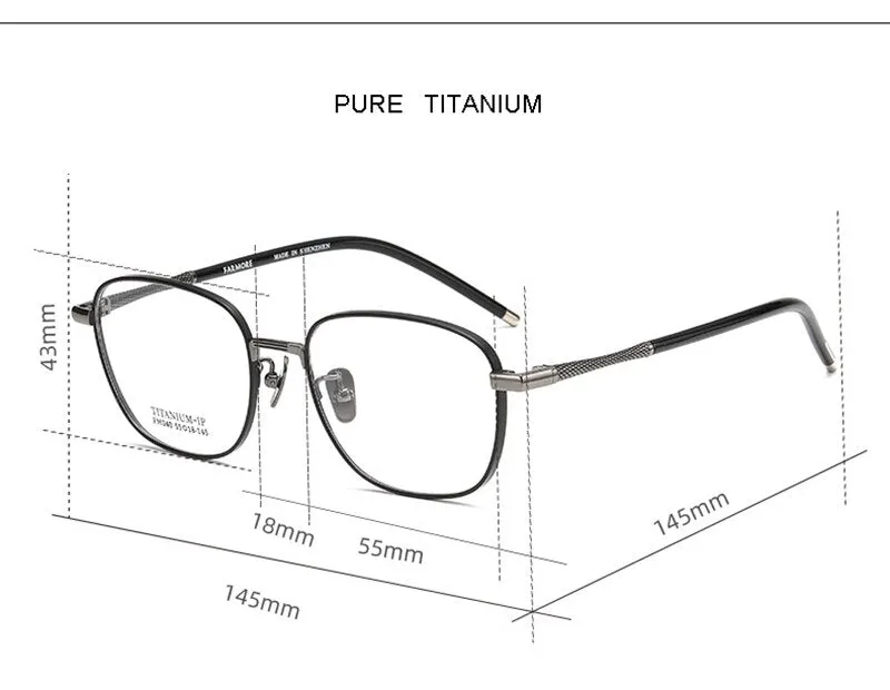 Aissuarvey Men's Full Rim Big Square  Titanium Eyeglasses 5518145b