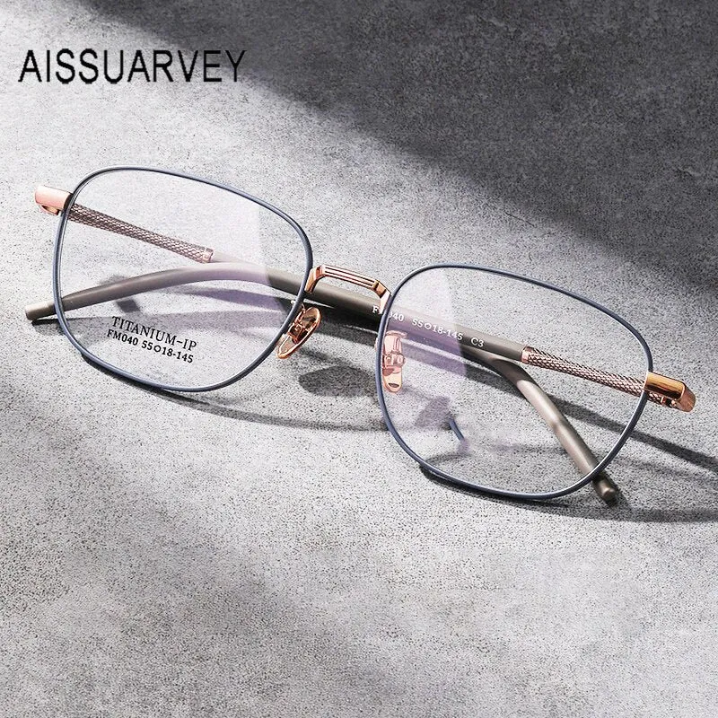 Aissuarvey Men's Full Rim Big Square  Titanium Eyeglasses 5518145b