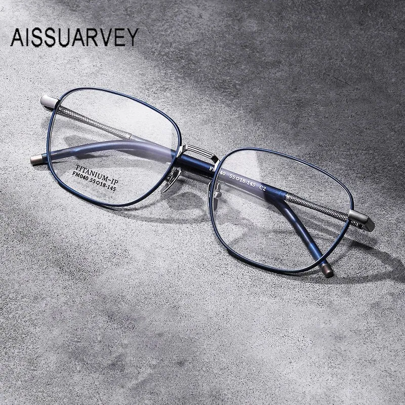 Aissuarvey Men's Full Rim Big Square  Titanium Eyeglasses 5518145b