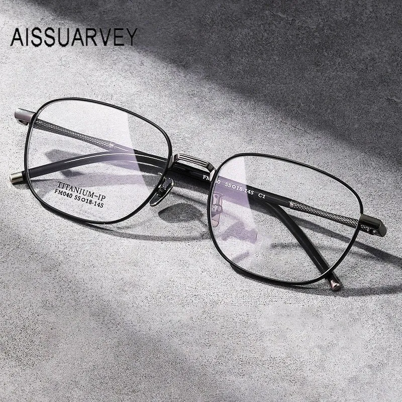 Aissuarvey Men's Full Rim Big Square  Titanium Eyeglasses 5518145b