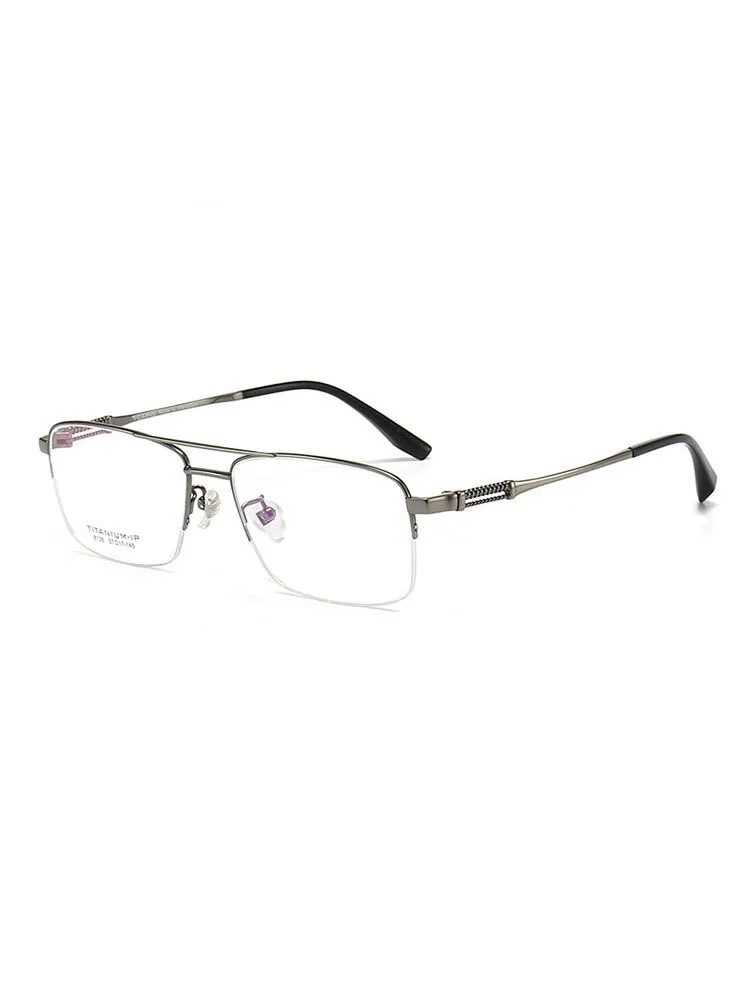 Aissuarvey Men's Large Semi Rim Square Titanium Frame Eyeglasses 8126