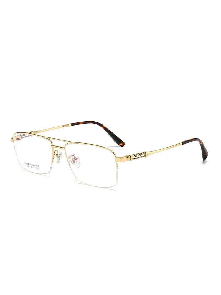 Aissuarvey Men's Large Semi Rim Square Titanium Frame Eyeglasses 8126