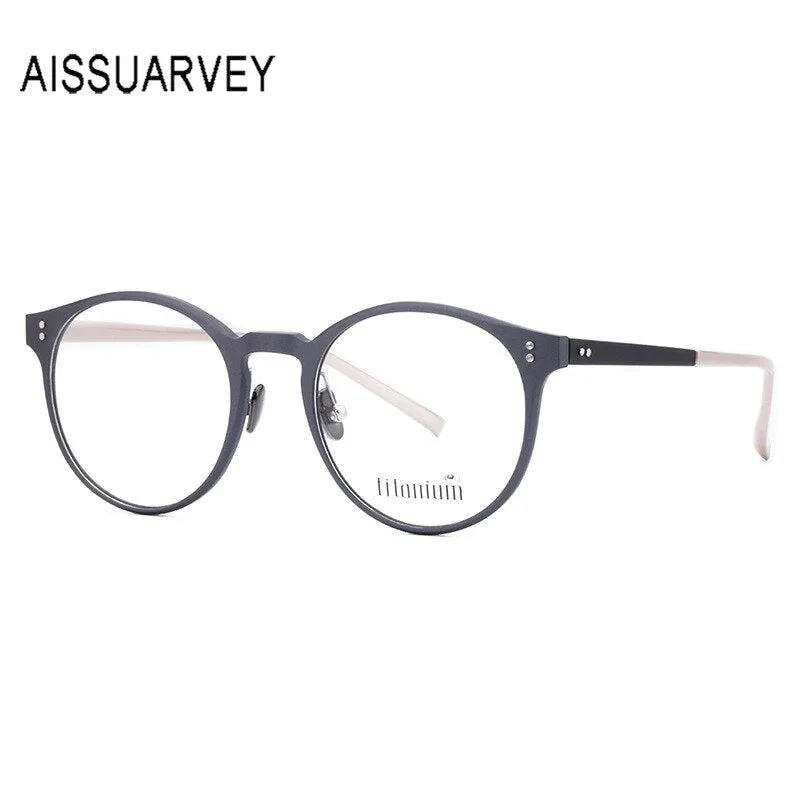 Aissuarvey Ultem Metal Round Full Rim Frame Unisex Eyeglasses Acetate Temples 9003