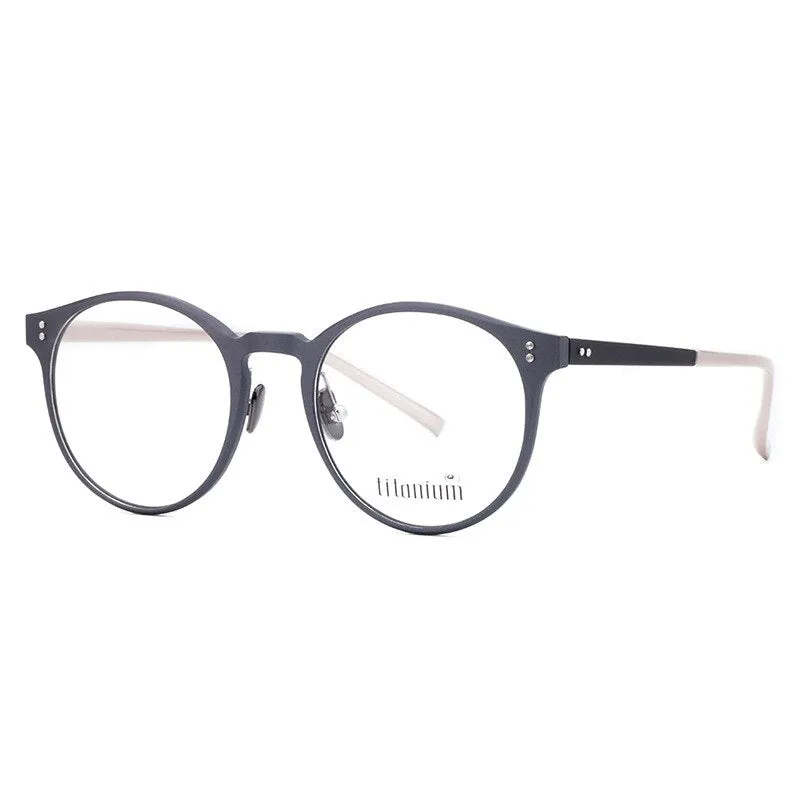 Aissuarvey Ultem Metal Round Full Rim Frame Unisex Eyeglasses Acetate Temples 9003