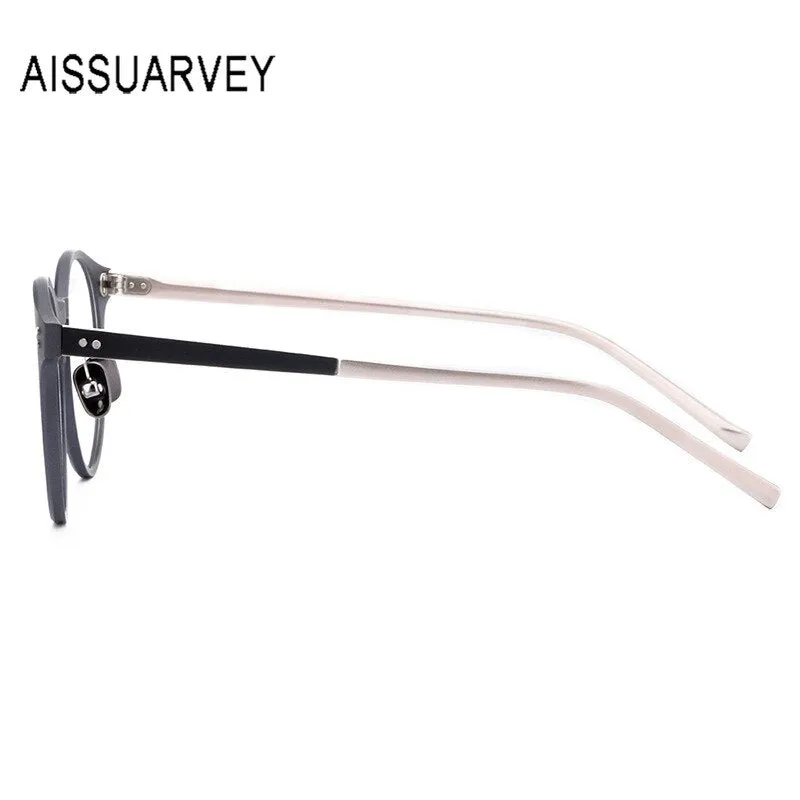 Aissuarvey Ultem Metal Round Full Rim Frame Unisex Eyeglasses Acetate Temples 9003