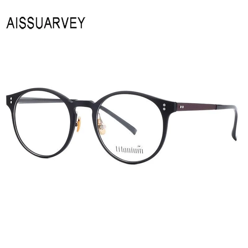 Aissuarvey Ultem Metal Round Full Rim Frame Unisex Eyeglasses Acetate Temples 9003