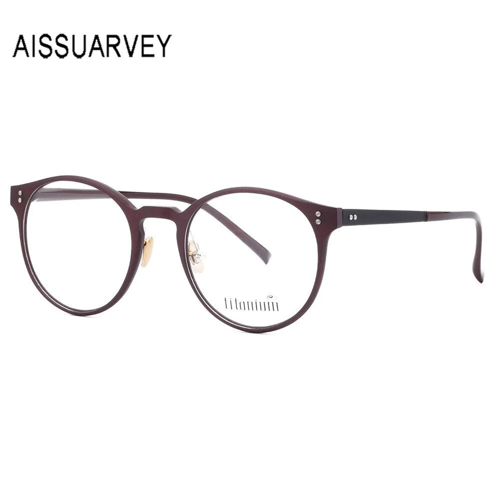 Aissuarvey Ultem Metal Round Full Rim Frame Unisex Eyeglasses Acetate Temples 9003