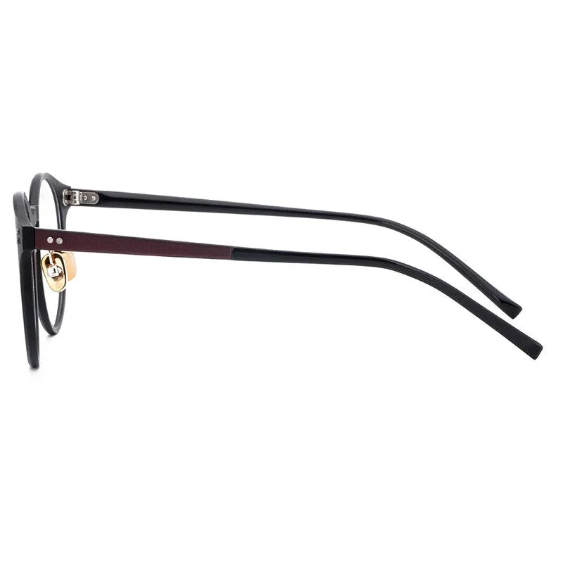 Aissuarvey Ultem Metal Round Full Rim Frame Unisex Eyeglasses Acetate Temples 9003