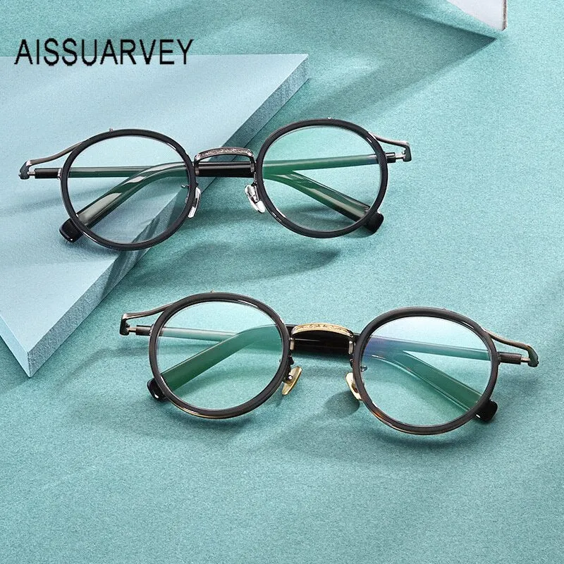 Aissuarvey Unisex Acetate Alloy Round Full Rim Eyeglasses