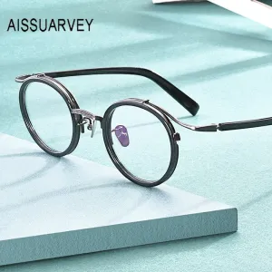 Aissuarvey Unisex Acetate Alloy Round Full Rim Eyeglasses