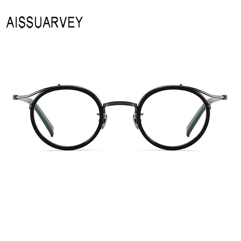 Aissuarvey Unisex Acetate Alloy Round Full Rim Eyeglasses