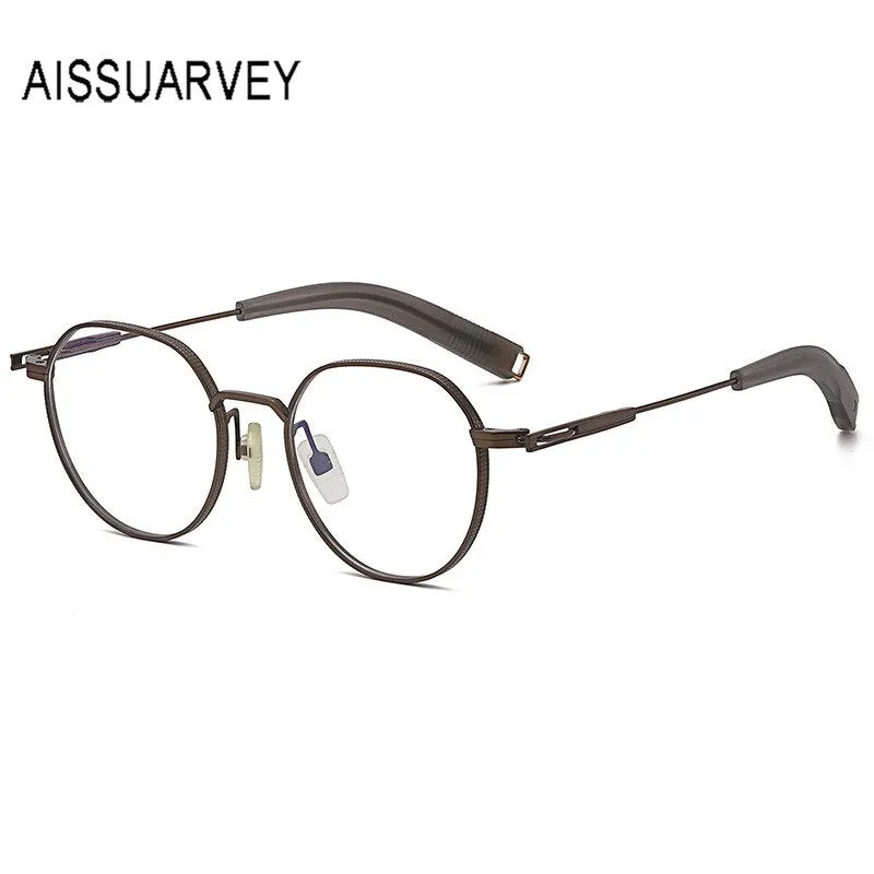 Aissuarvey Unisex Eyeglasses Small Round Acetate Titanium Ip Full Rim 17.4g