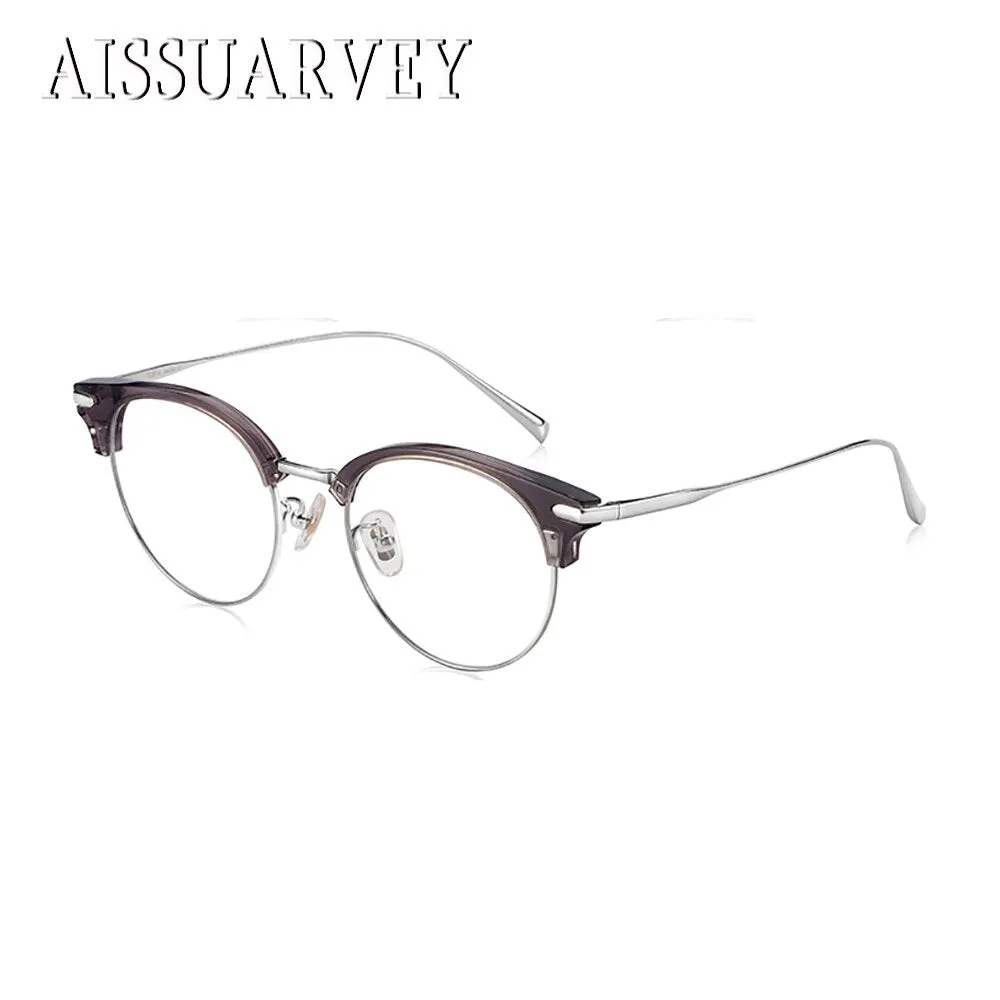 Aissuarvey Unisex Full Rim Round Cat Eye Titanium Frame Eyeglasses  As1300121