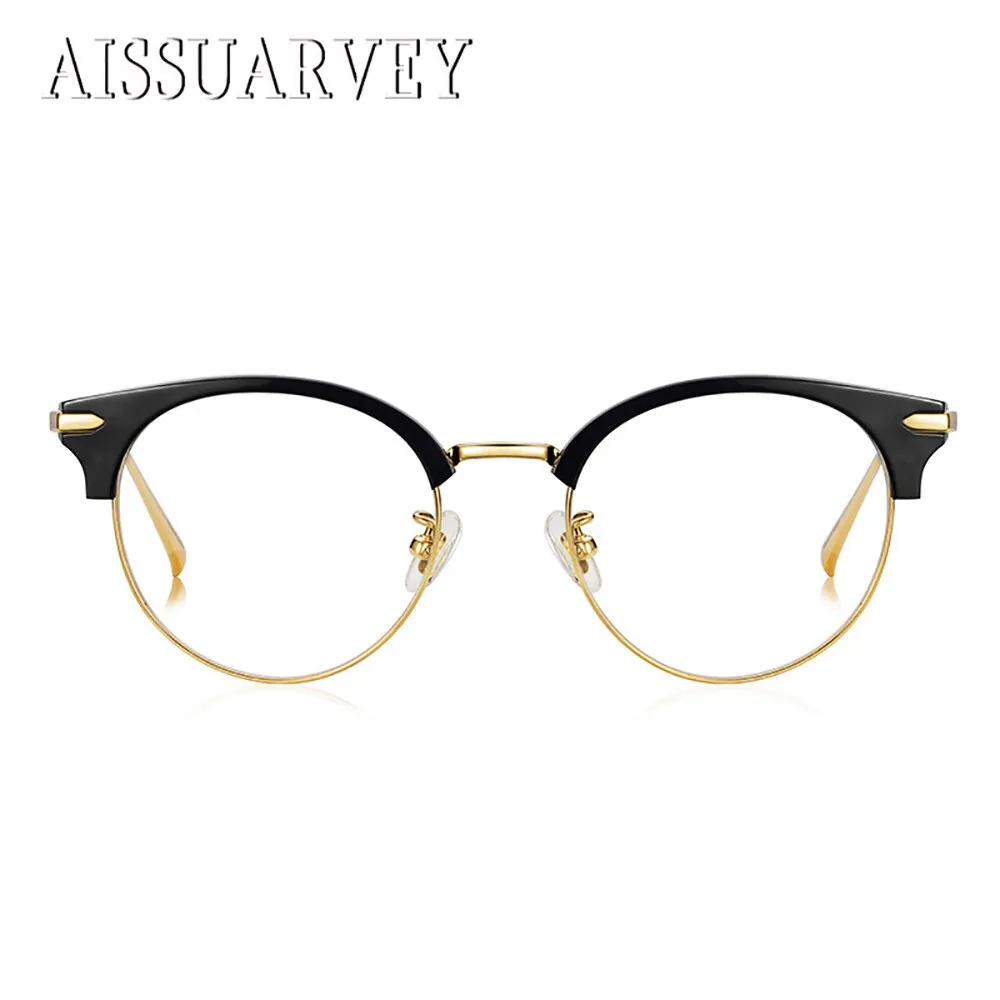 Aissuarvey Unisex Full Rim Round Cat Eye Titanium Frame Eyeglasses  As1300121