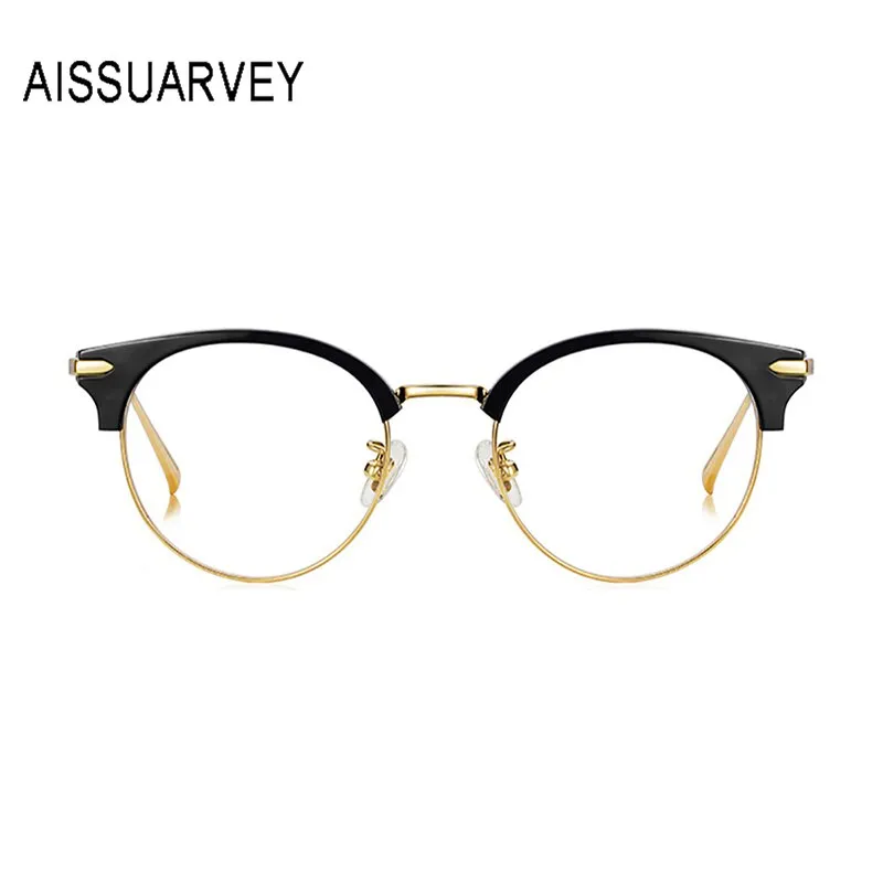 Aissuarvey Unisex Full Rim Round Cat Eye Titanium Frame Eyeglasses  As1300121