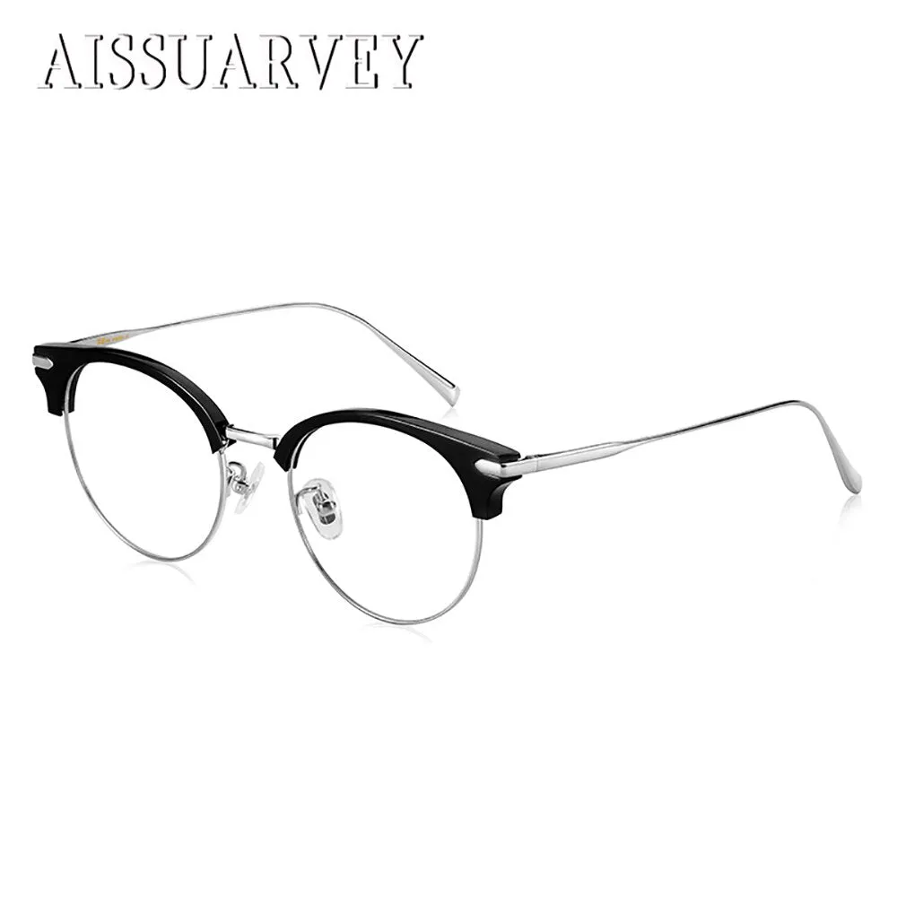 Aissuarvey Unisex Full Rim Round Cat Eye Titanium Frame Eyeglasses  As1300121