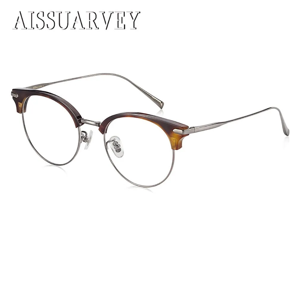 Aissuarvey Unisex Full Rim Round Cat Eye Titanium Frame Eyeglasses  As1300121