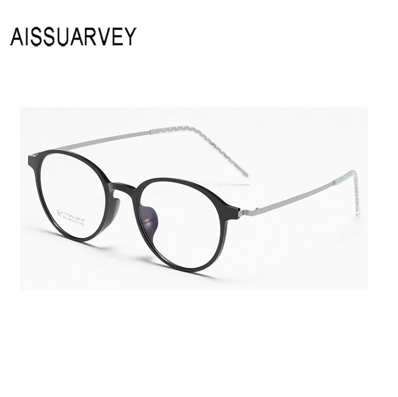 Aissuarvey Unisex Full Rim Small Round Tr 90 Alloy Frame Eyeglasses 302