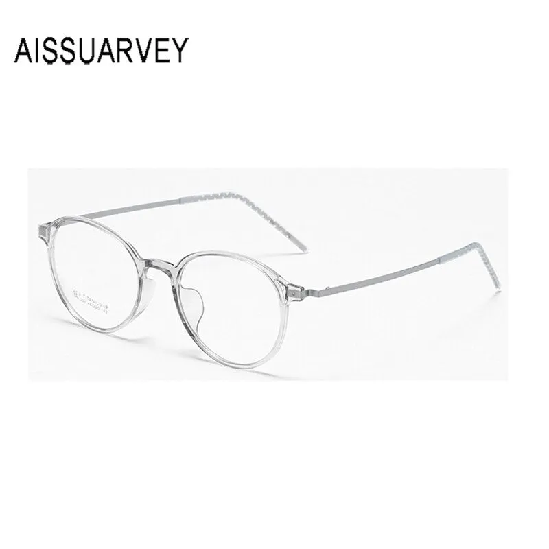 Aissuarvey Unisex Full Rim Small Round Tr 90 Alloy Frame Eyeglasses 302