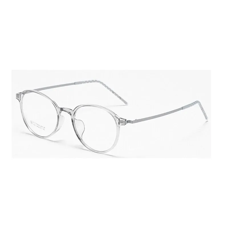 Aissuarvey Unisex Full Rim Small Round Tr 90 Alloy Frame Eyeglasses 302