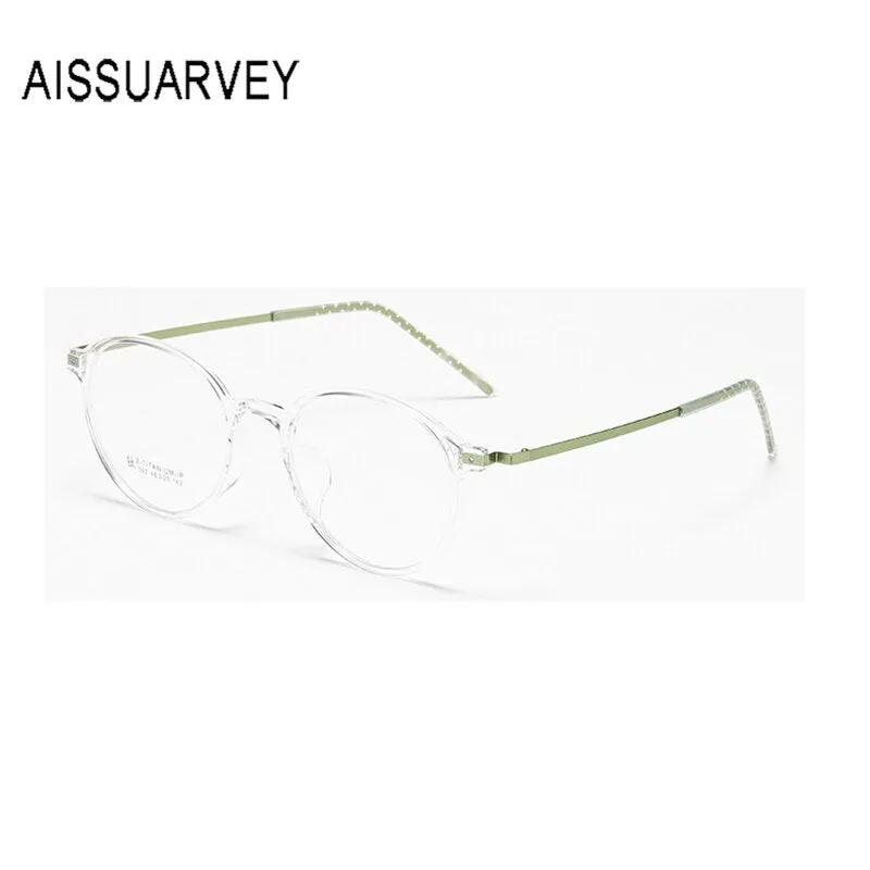 Aissuarvey Unisex Full Rim Small Round Tr 90 Alloy Frame Eyeglasses 302