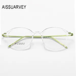 Aissuarvey Unisex Full Rim Small Round Tr 90 Alloy Frame Eyeglasses 302