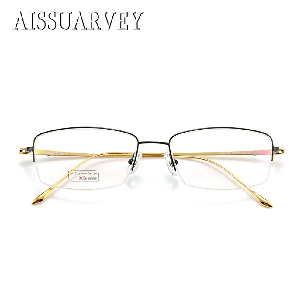 Aissuarvey Unisex Rectangular Semi Rim Titanium Frame Eyeglasses As1880061