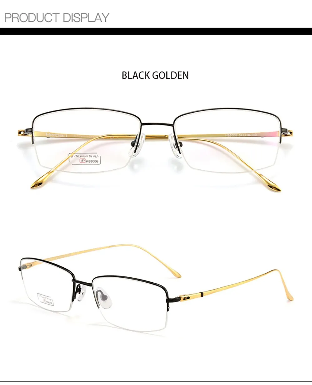 Aissuarvey Unisex Rectangular Semi Rim Titanium Frame Eyeglasses As1880061