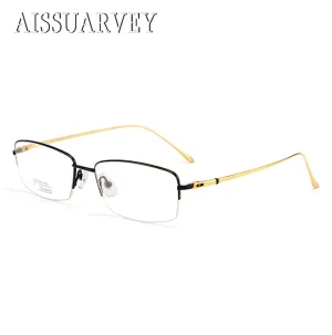 Aissuarvey Unisex Rectangular Semi Rim Titanium Frame Eyeglasses As1880061