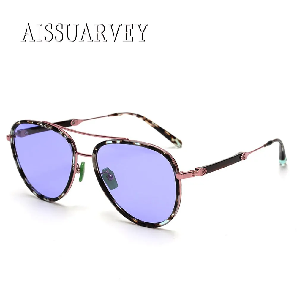 Aissuarvey Women's Full Rim Round Acetate Titanium Frame Polarized Sunglasses As120211