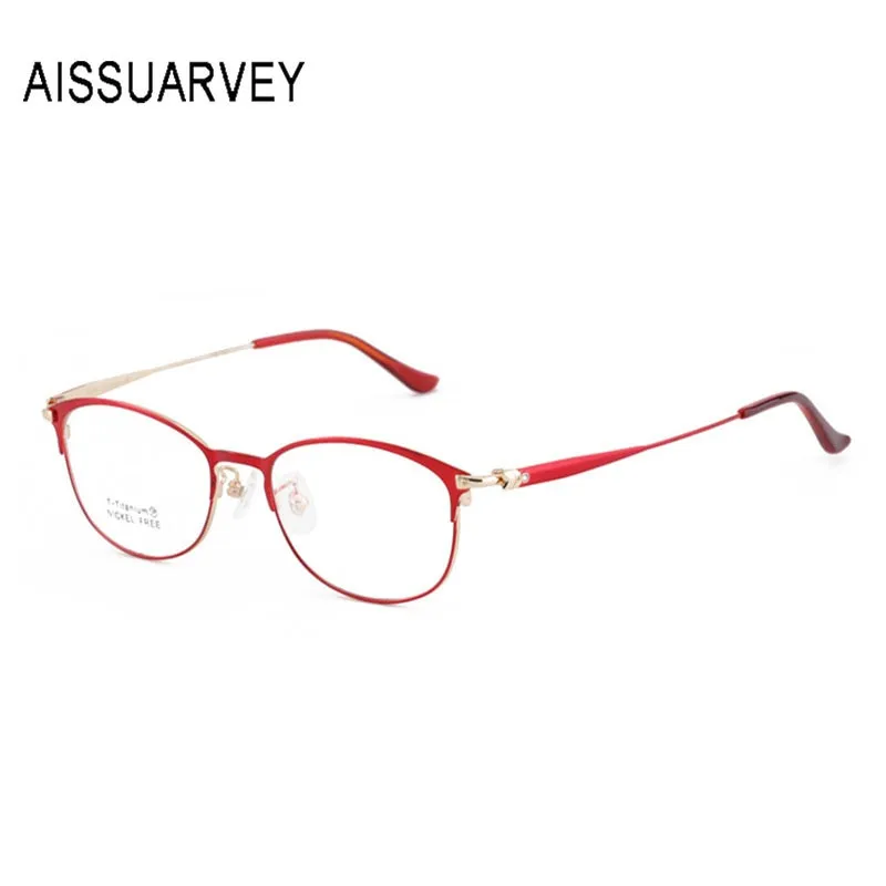 Aissuarvey Women's Full Rim Round Titanium Frame Eyeglasses  As166461