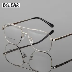 Bclear Classic Alloy Men Frame Double Bridge Eyeglasses Big Face