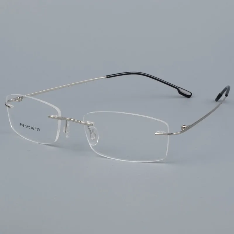 Bclear Men's Eyeglasses Titanium Alloy Rimless Ultralight Sj808