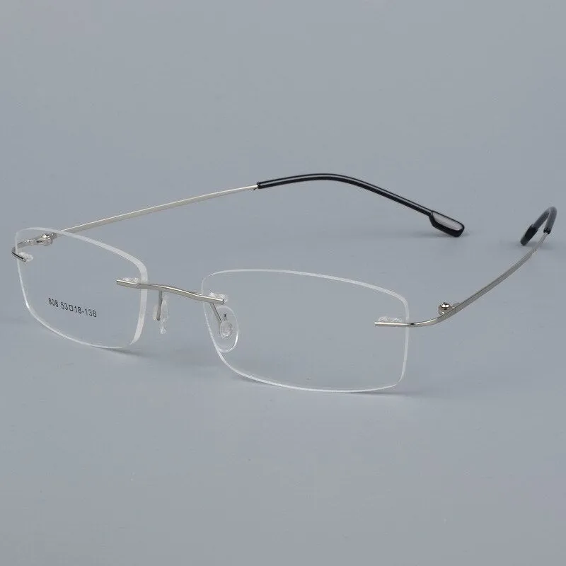 Bclear Men's Eyeglasses Titanium Alloy Rimless Ultralight Sj808