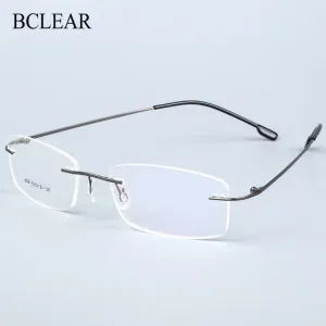 Bclear Men's Eyeglasses Titanium Alloy Rimless Ultralight Sj808