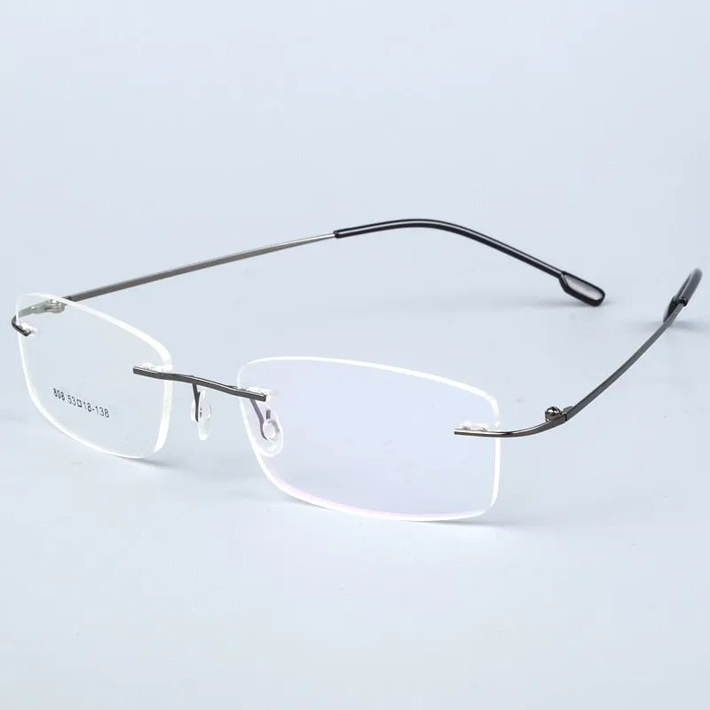 Bclear Men's Eyeglasses Titanium Alloy Rimless Ultralight Sj808