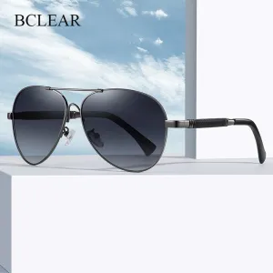 Bclear Men's Full Rim Oval Square Polarized Double Bridge Alloy Sunglasses Wd8516