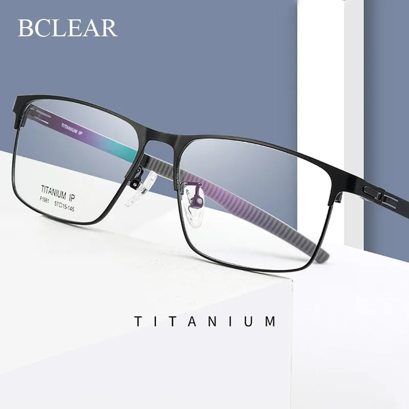 Bclear Men's Full Rim Square Titanium Frame Eyeglasses Bsf1981