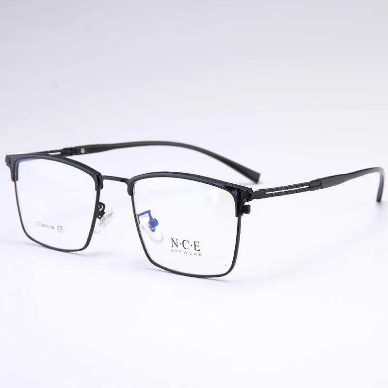 Bclear Men's Full Rim Square Titanium Frame Eyeglasses My8622