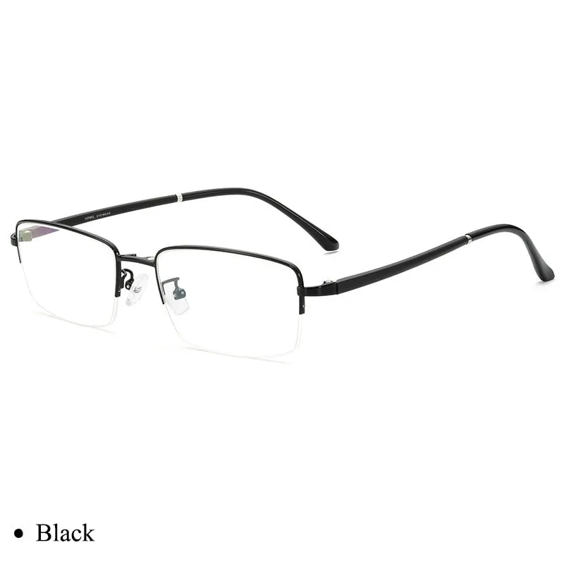 Bclear Men's Semi Rim Rectangle Alloy Eyeglasses With Clip On Polarized Sunglasses Zt9338