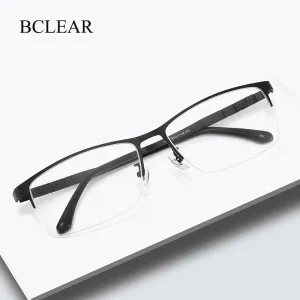 Bclear Men's Semi Rim Square Big Titanium Eyeglasses 71111